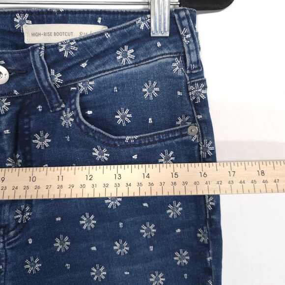 PILCRO ANTROPOLOGIE High Rise Bootcut Jeans Floral Print Blue Size 28 - Picture 6 of 14